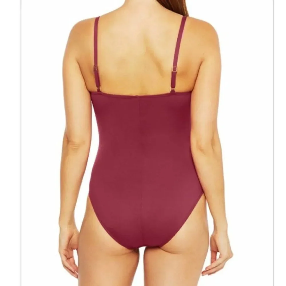 La Blanca Island Goddess Mallot Wine one piece women's swimsuit size 10